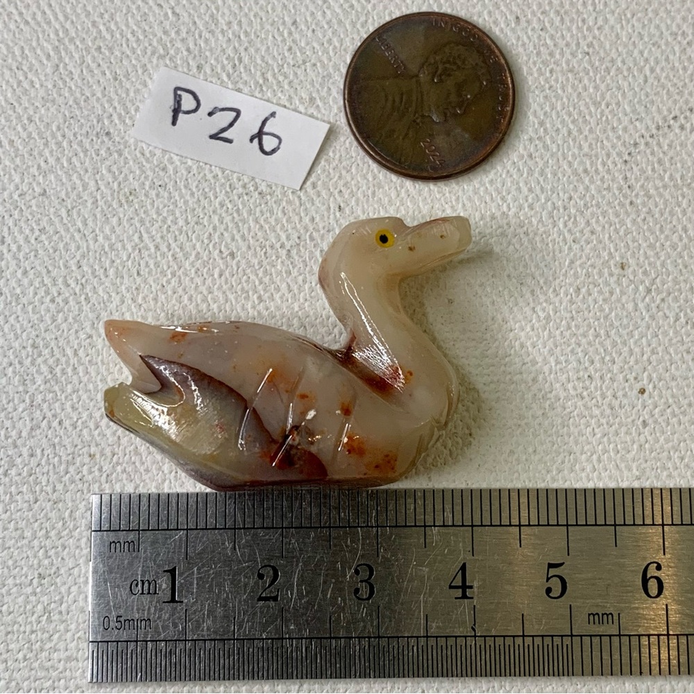 Gemstone Carved Carnelian Agate Duck Figurine Crystal Bird Rock Sculpture 1.5" - Picture 13 of 14